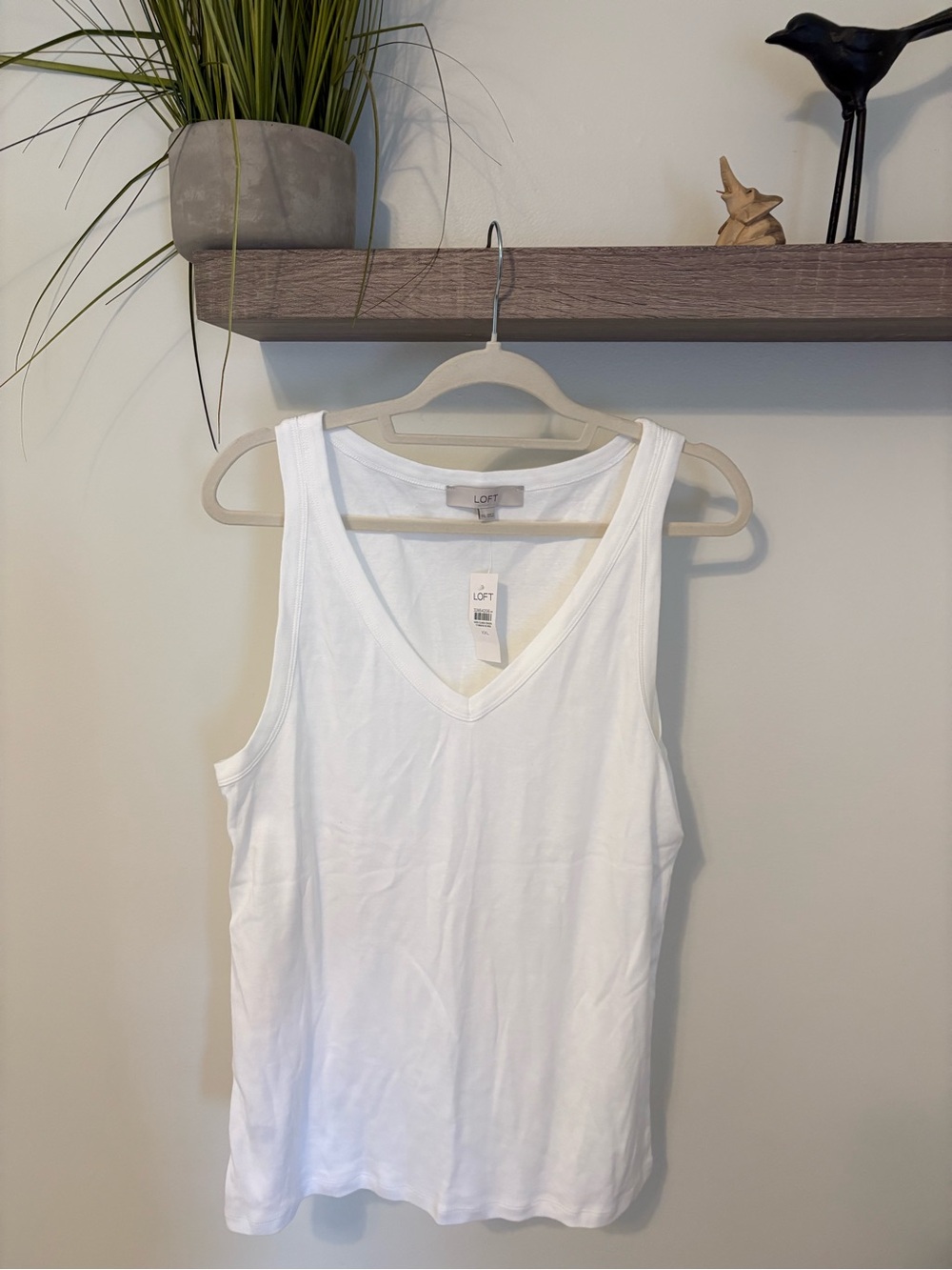 LOFT White V-Neck Cotton Tank Top nwt cotton